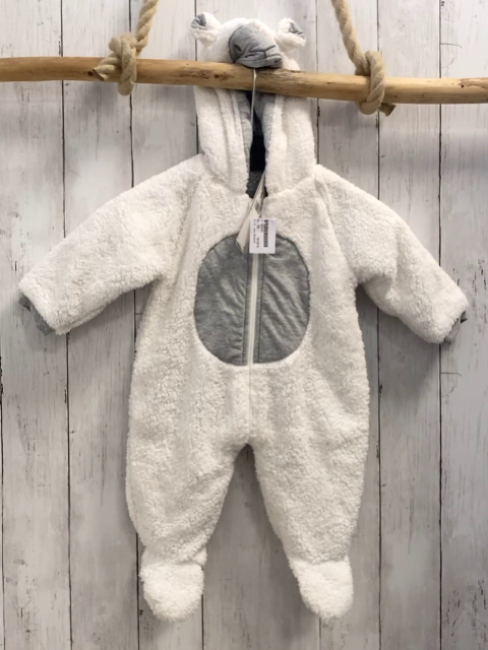 neu Boboli Plüschoverall Gr. 62  weiß + graues Gesicht + Bauchbereich