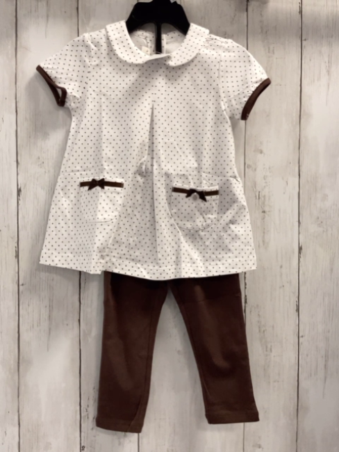 Chicco neu 2tlg  T-Shirt + Leggings Gr. 80  weiß braune Punkte + braun NP 37.90 €