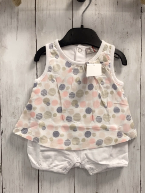 Boboli neu Playsuit Gr. 56  weiß rosa beige blaue Kreise