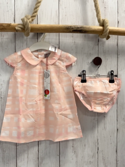 Boboli neu 2tlg Kleid + Höschen Gr. 74  rosa weiß kariert Kragen