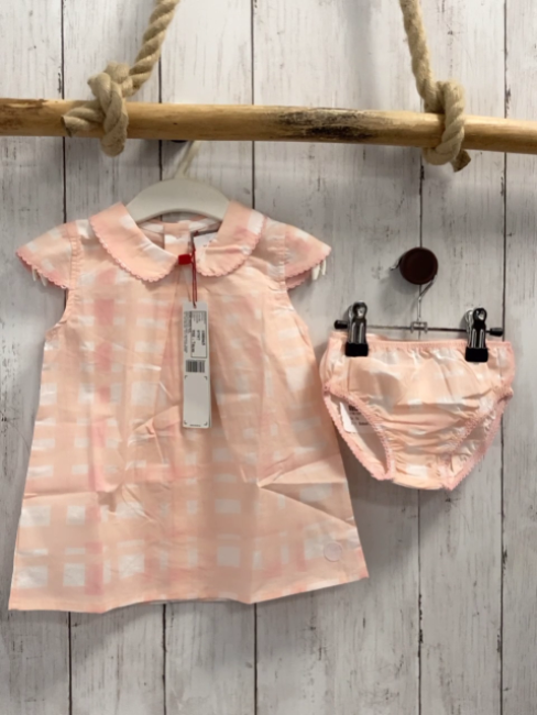 Boboli neu 2tlg Kleid + Höschen Gr. 56  rosa weiß kariert Kragen