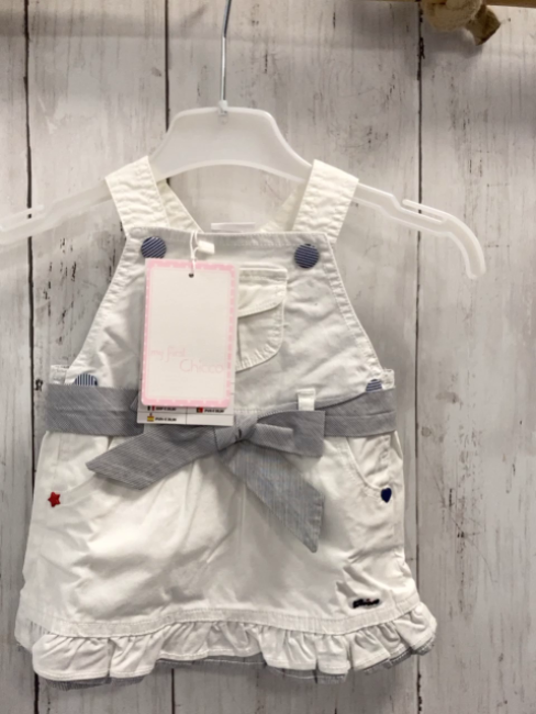 Chicco neu Kleid Gr. 56  weiß grau weiß gestreiftes Gürtelband NP 34,90 €