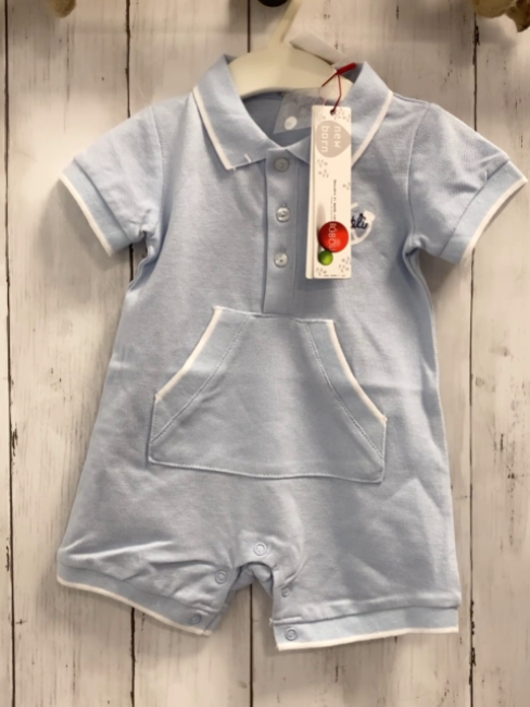 Boboli neu Playsuit Gr. 74  hellblau Polokragen