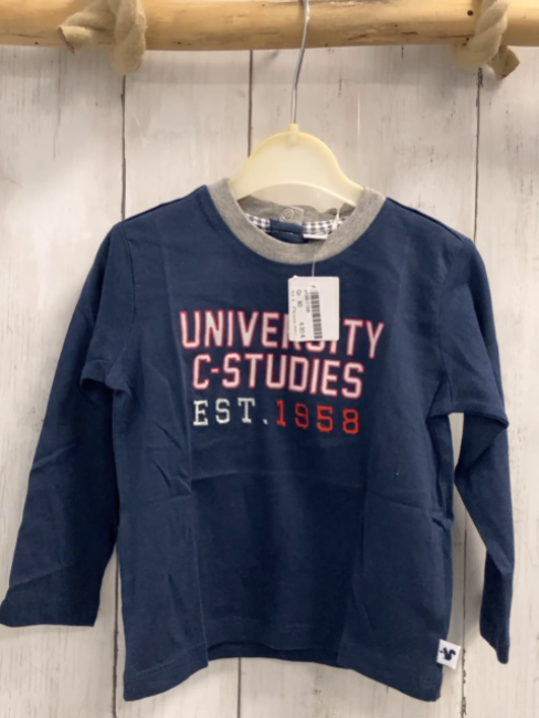 Chicco neu Langarmshirt Gr. 80  blau rot graue Schrift NP 14,90 €