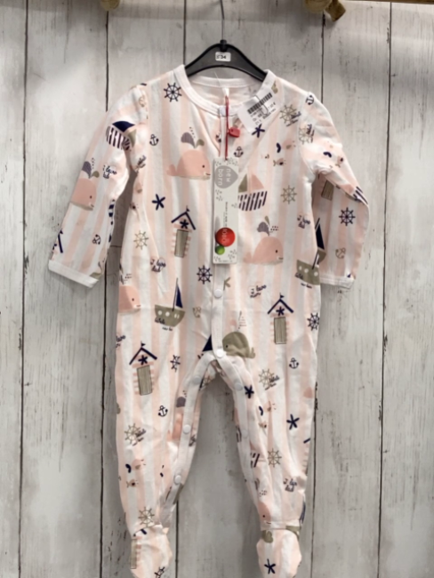 Boboli neu Strampler Gr. 68  rosa weiß gestreift maritime Motive