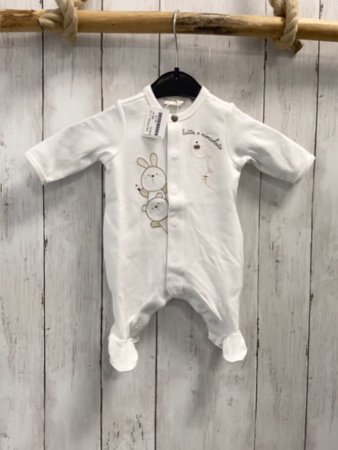 Chicco neu Strampler Gr. 44  weiß Tiere braune Schrift NP 32,90 €