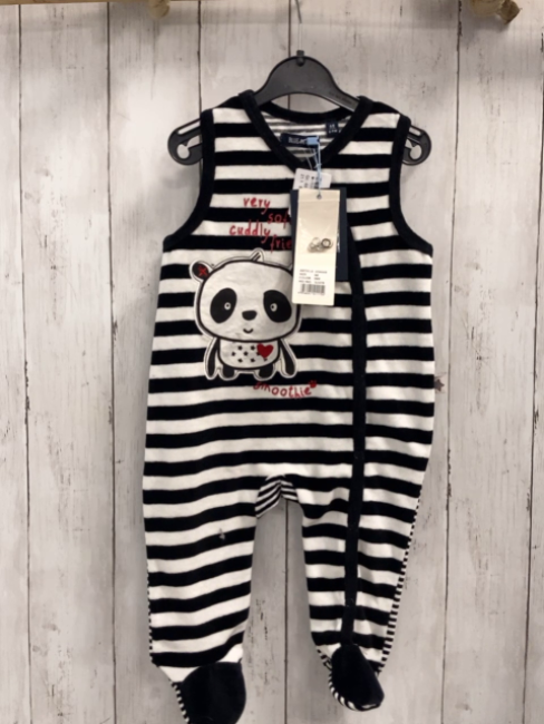 Blue seven neu Strampler Gr. 68  schwarz weiß gestreift Nicky Panda