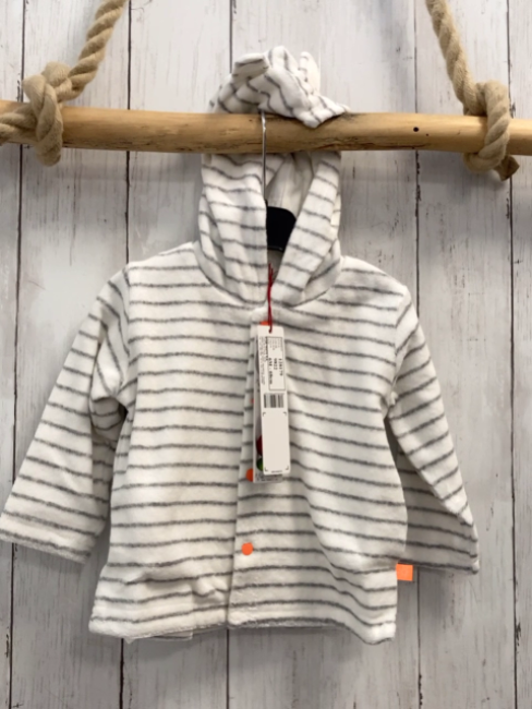 Boboli neu Frotteejacke Gr. 68  weiß graue Streifen orange Knöpfe