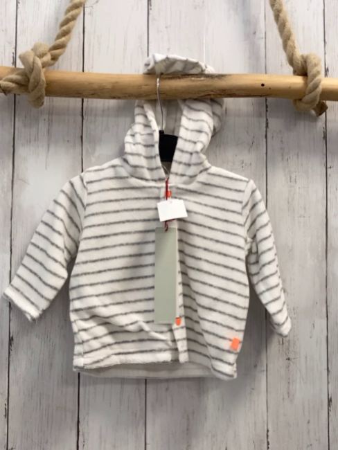 Boboli neu Frotteejacke Gr. 56  weiß graue Streifen orange Knöpfe