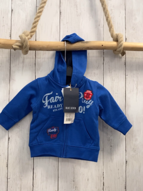 Blue seven neu Sweatjacke Gr. 62  blau hellblaue Schrift 