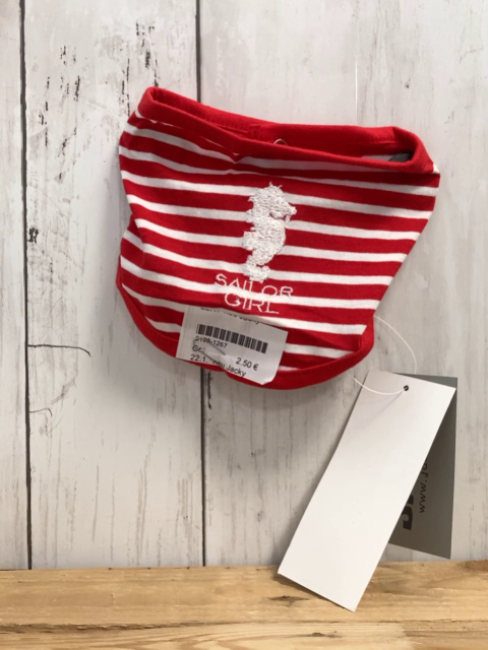 neu Jacky Halstuch rot weiß gestreift gesticktes Seepferdchen