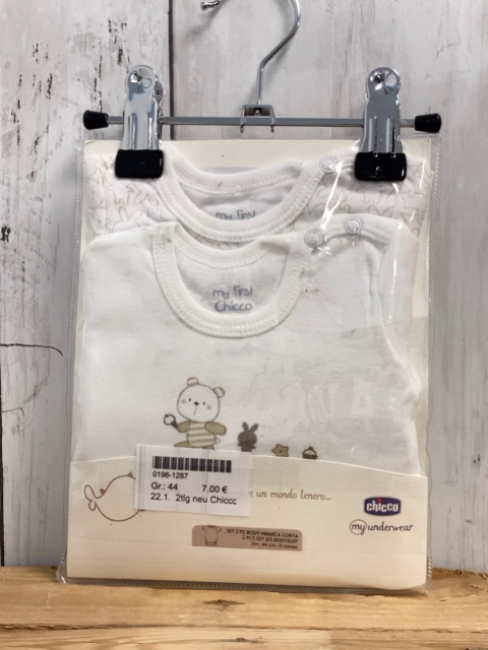 2tlg neu Chicco Bodyset Gr. 44  weiß beige Hasen NP 19,90 € (kurzarm)