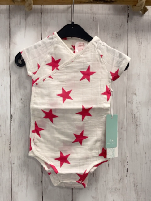 neu aden + anais Body Gr. 68  weiß pink Sterne musselin