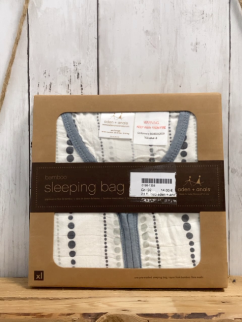 neu aden + anais Schlafsack Gr. 92  weiß hellgrau graue Punkte hellblauer Bund musselin 0,6 TOG