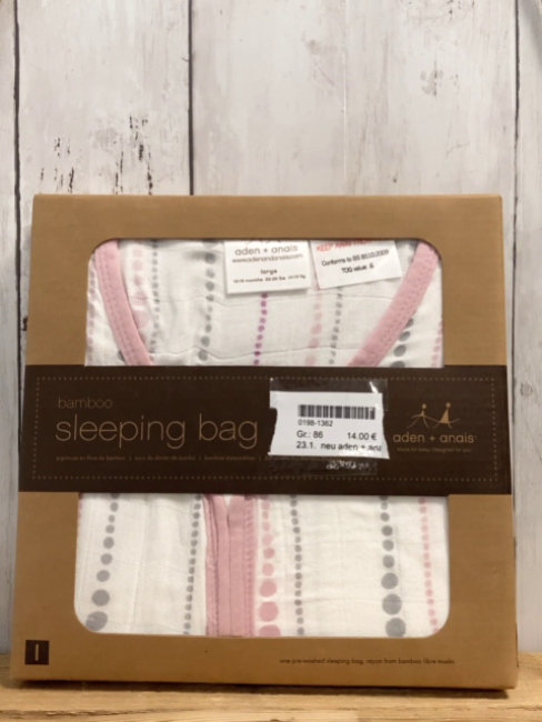 neu aden + anais Schlafsack Gr. 86  weiß gau rosa Punkte rosa Bund 0,6 TOG