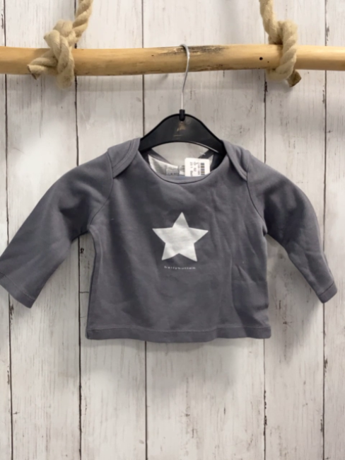 Bellybutton neu Langarmshirt Gr. 62  grau weißer Stern NP 14,95€