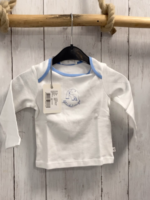 Bellybutton neu Langarmshirt Gr. 62/68  weiß Bär blauer Bund