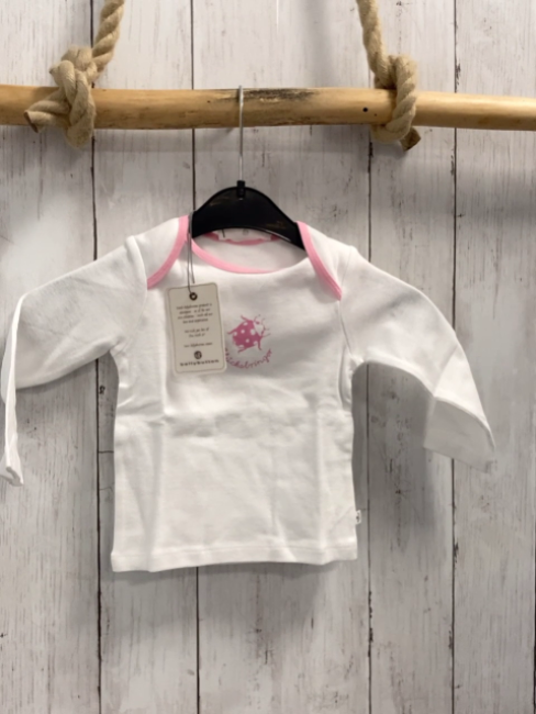 Bellybutton neu Langarmshirt Gr. 62/68  weiß Käfer rosa Bund