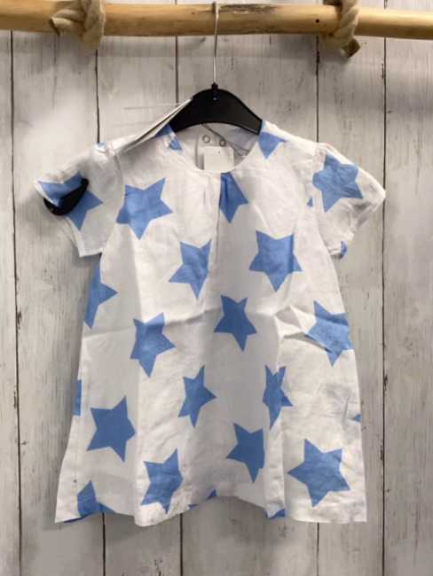 Bellybutton neu Kleid Gr. 74  weiß hellblaue Sterne 100% Baumwolle NP 39,95 €