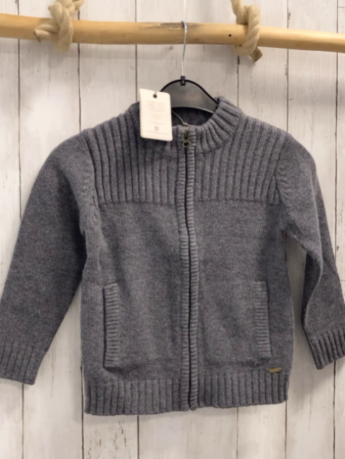 Bellybutton neu Strickjacke Gr. 122  grau 50% Schurwolle 