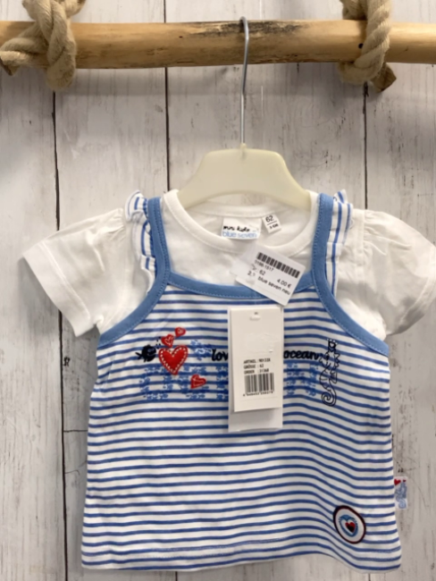 blue seven neu T-Shirt Gr. 62  weiß + hellblau weiß gestreift 