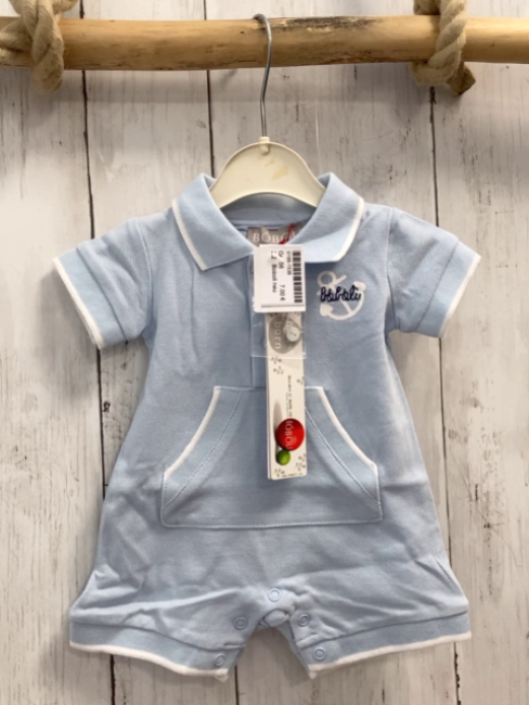 Boboli neu Playsuit Gr. 56  hellblau Kragen weißer Streifen