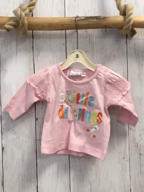 neu Blue seven  Langarmshirt Gr. 50  rosa bunte Buchstaben NP 8,50 €