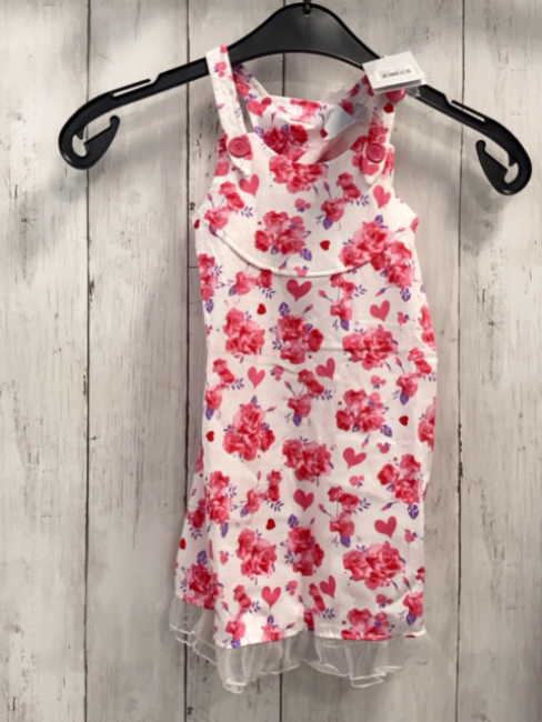 blue seven neu Kleid Gr. 98  weiß rosa Blumen + Herzen