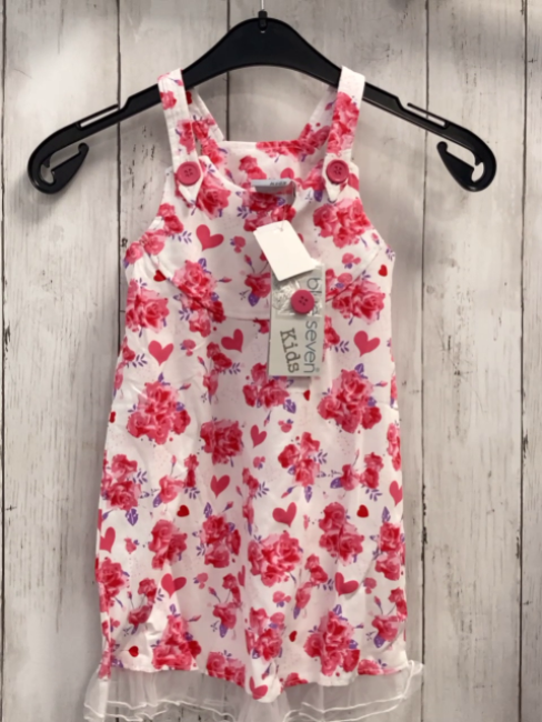 blue seven neu Kleid Gr. 92  weiß rosa Blumen + Herzen