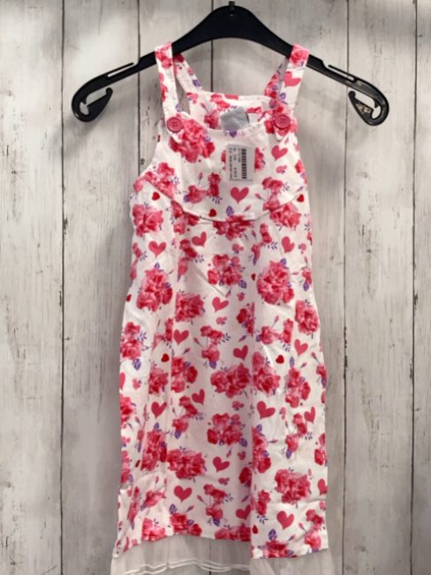 blue seven neu Kleid Gr. 116  weiß rosa Blumen + Herzen