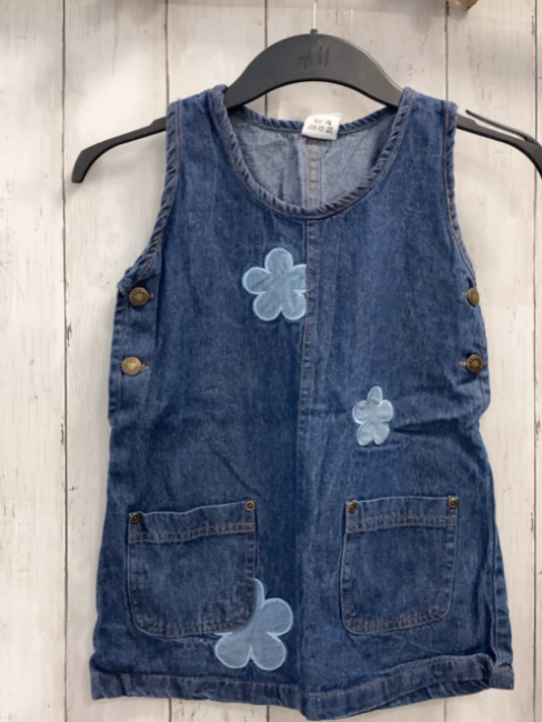  Kleid Gr. 116  blau Jeans Blumen 