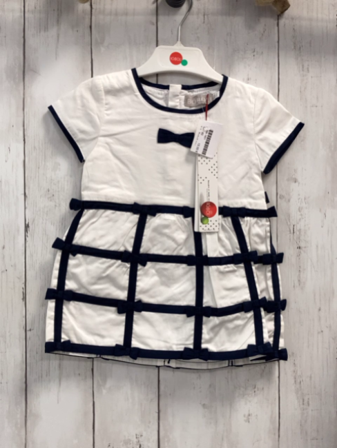 Boboli neu Kleid Gr. 80  weiß blaue Schleifen + Bund