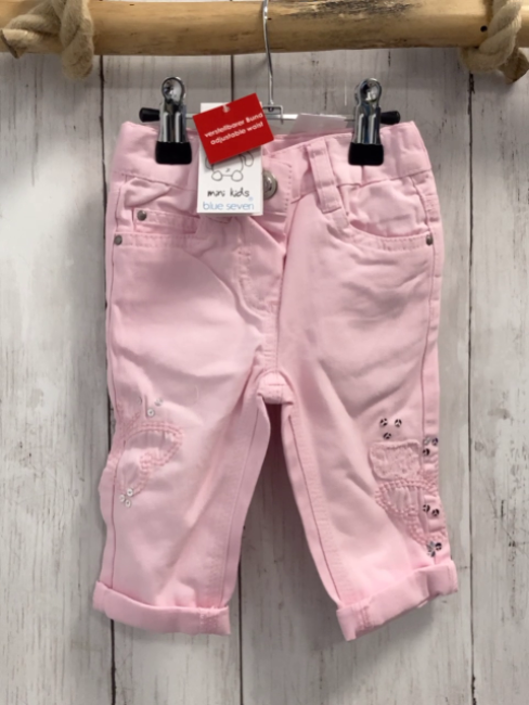neu blue seven Hose Gr. 62  rosa Jeans Pailetten Bund verstellbar