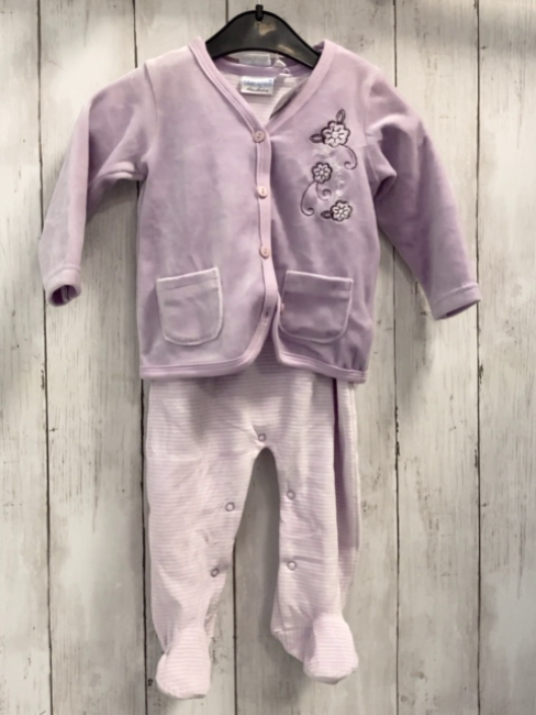 2tlg neu Blue seven Strampler + Jäckchen Gr. 68  flieder weiß gestreift Nicky + flieder Nicky