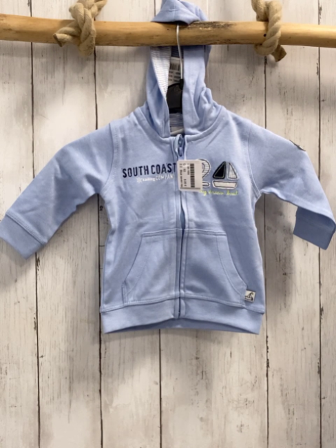 Blue seven neu Sweatjacke Gr. 62  hellblau Schrift Zahl Boot