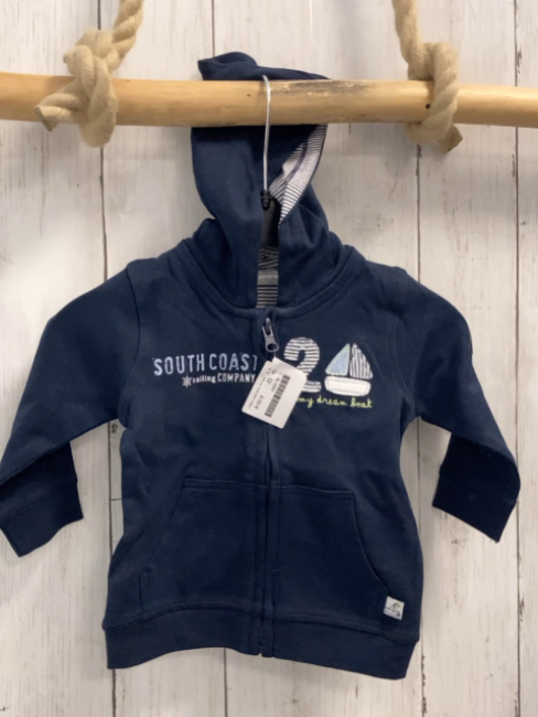 blue seven neu Sweatjacke Gr. 62  dunkelblau hellblaue schrift Zahl Boot