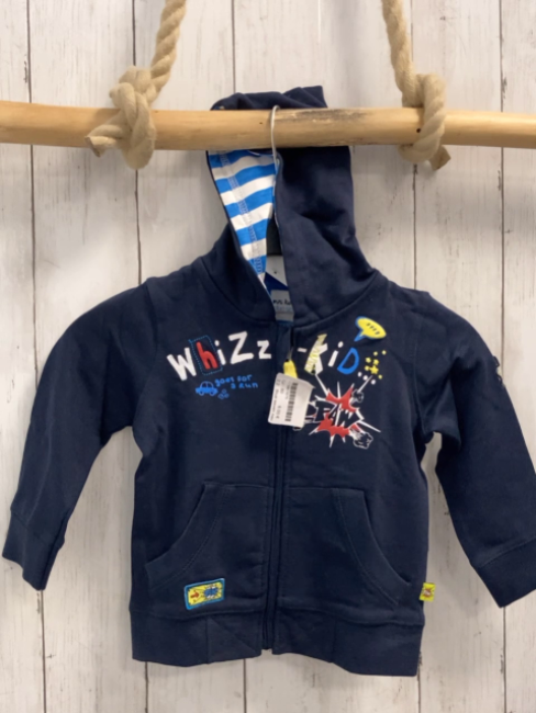 Blue seven neu Sweatjacke Gr. 80  blau bunte Schrift innen blau weiß gestreift