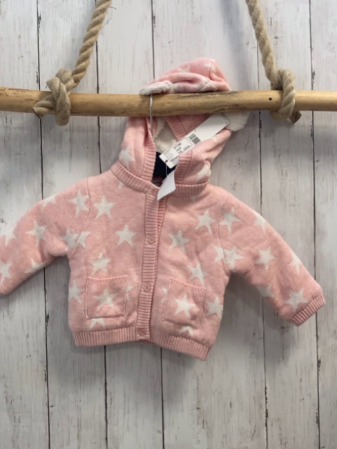 Boboli neu Strickjacke Gr. 62  rosa weiße Sterne gefüttert