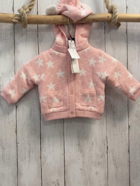 Boboli neu Strickjacke Gr. 62  rosa weiße Sterne gefüttert