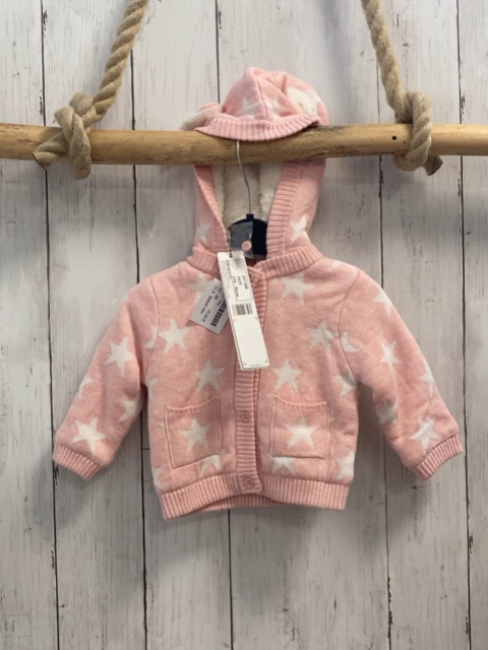 Boboli neu Strickjacke Gr. 56  rosa weiße Sterne gefüttert