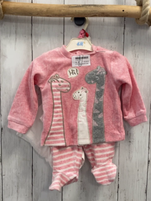 4tlg Boboli neu Pullover + Hose + Mütze + Beutel Gr. 62  himbeere Giraffen + himbeere weiß gestreift 