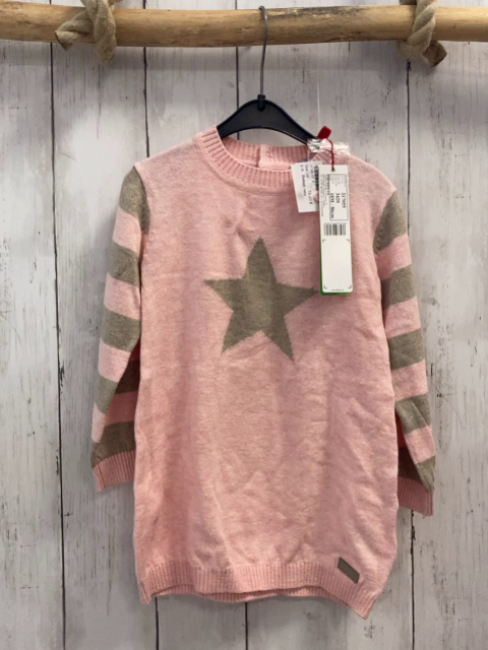 Boboli neu Kleid Gr. 86  rosa beige Streifen + Stern Strick