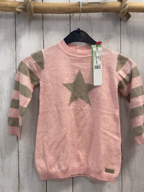 Boboli neu Kleid Gr. 86  rosa beige Streifen + Stern Strick