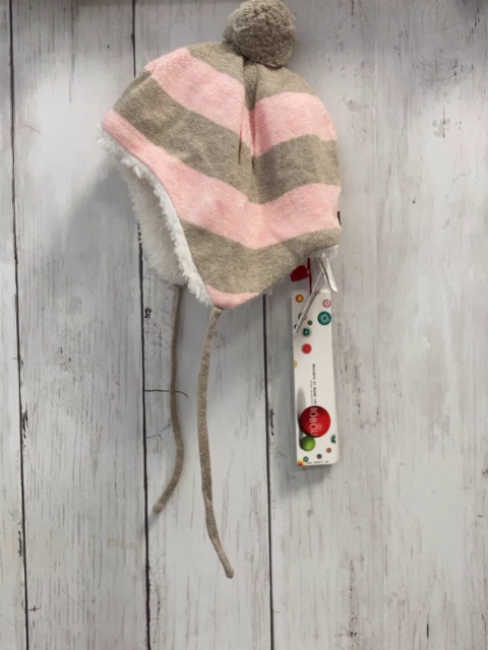 Boboli neu Mütze Gr. XXS  rosa beige Streifen Strick Plüschfutter