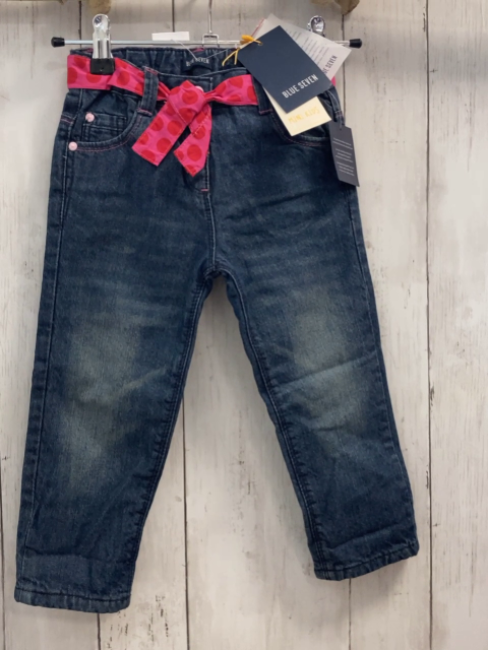 blue seven neu Hose Gr. 86  blau Jeans pink Gürtelband mit roten Punkten und Herzen