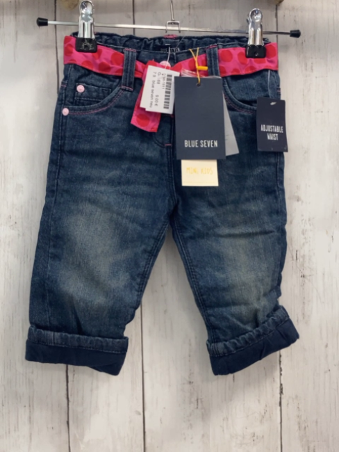 blue seven neu Hose Gr. 68  blau Jeans pink Gürtelband mit roten Punkten und Herzen