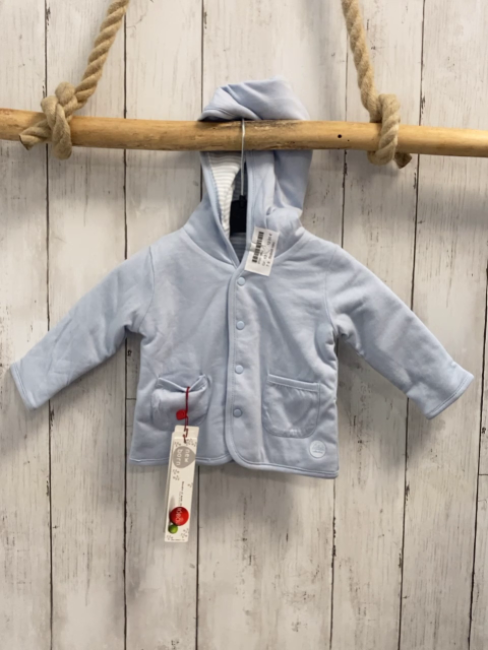 Boboli neu Wendesweatjacke Gr. 62  hellblau + hellblau weiß gestreift Kapuze