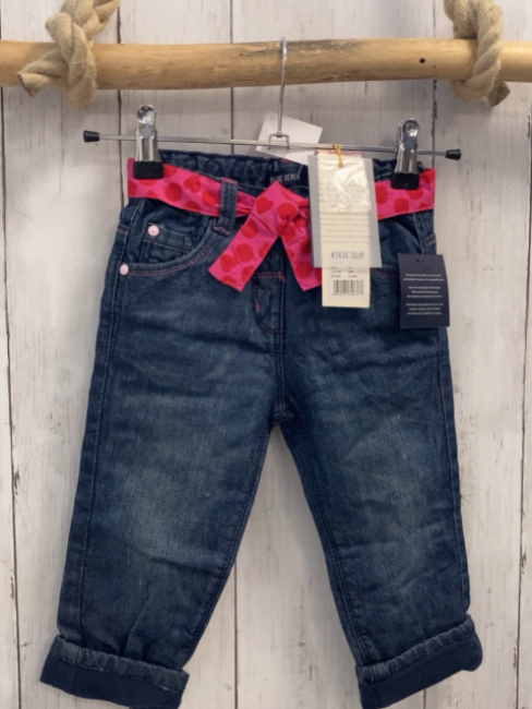 Blue seven neu Hose Gr. 80  blau Jeans gefüttert pink Gürtelband mit roten Herzen & Punkten  