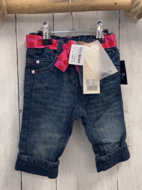 Blue seven neu Hose Gr. 62  blau Jeans gefüttert pink Gürtelband mit roten Herzen & Punkten  