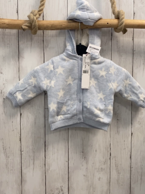 Boboli neu Strickjacke Gr. 62  hellblau weiße Sterne Strick Kapuze 